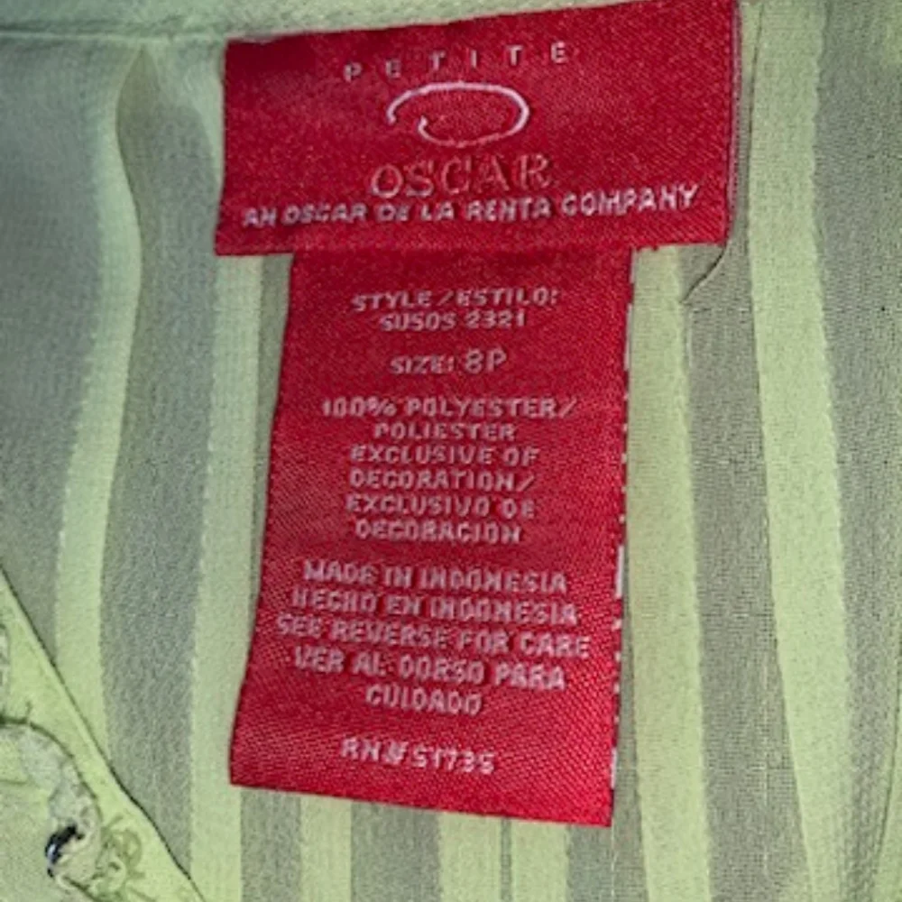 Oscar de la Renta sz 8 petite Pistachio Green Blouse - Picture 4 of 4